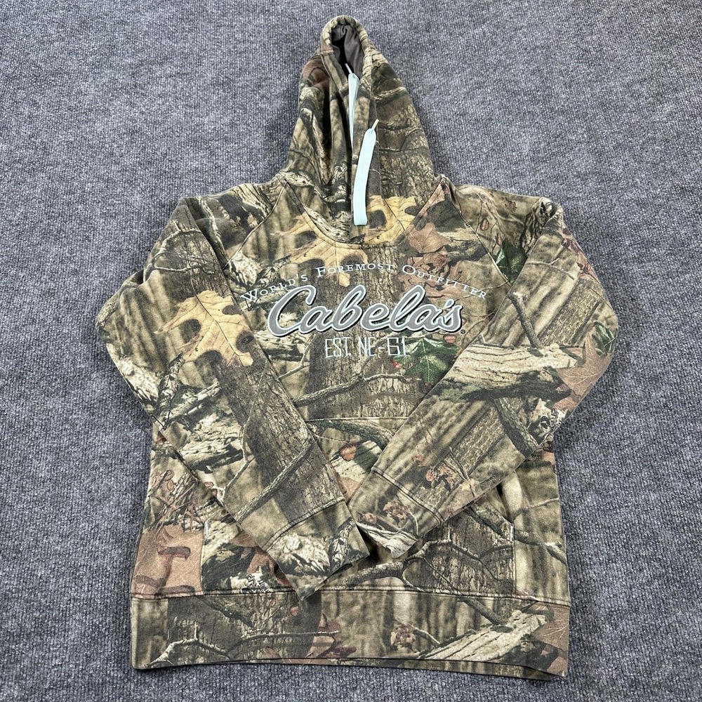 Cabela's Hoodie Womens Small Brown Camo Fleece Lined Pullover Hunting Sweatshirt